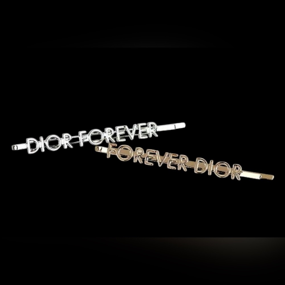New in Sleeve Dior Set of 2 VIP Gold and Silver Metal Hair Clips Approx 2.5” - Picture 3 of 6